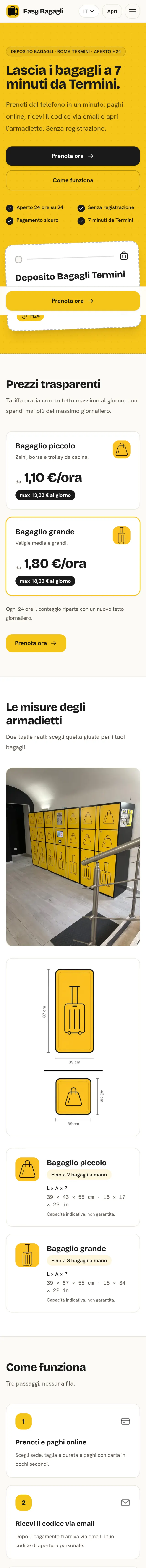Anteprima del sito Easy Bagagli su telefono